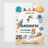 Invitation Enfants individuels Espace extra-atmosphérique Ann (Devant / Derrière)