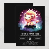 Invitation Enfants Jote Lion Anniversaire (Devant / Derrière)