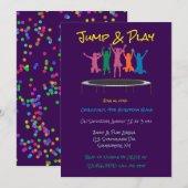 Invitation Enfants Jump & Play Trampoline Anniversaire Bash (Devant / Derrière)