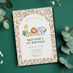 Invitation Enfants Jungle Safari 1er Anniversaire Fête Invita