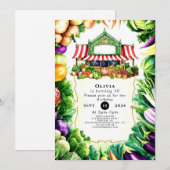 Invitation Enfants Légumes Farmants Marché Anniversaire (Devant / Derrière)