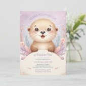 Invitation Enfants Lilac Sea Otter mignonne fête d'anniversai (Debout devant)