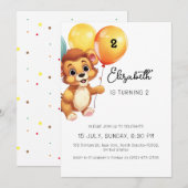 Invitation Enfants Lion Sage Balloon drôle Anniversaire fête (Devant / Derrière)