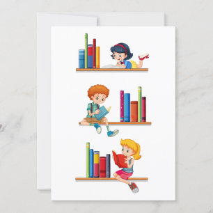 Invitation Enfants lisant des livres