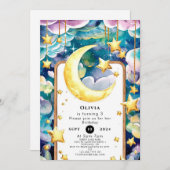Invitation Enfants Lune Whimsical Anniversaire (Devant / Derrière)