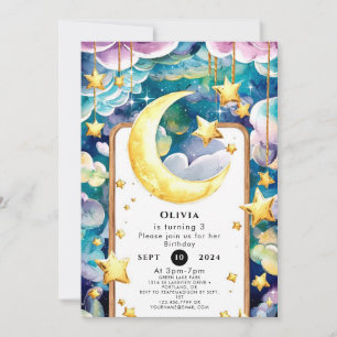Invitation Enfants Lune Whimsical Anniversaire