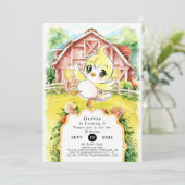 Invitation Enfants magiques poulet anniversaire (Debout devant)