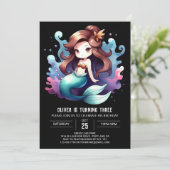 Invitation Enfants magiques Sirène Anniversaire (Debout devant)