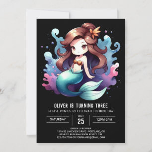 Invitation Enfants magiques Sirène Anniversaire