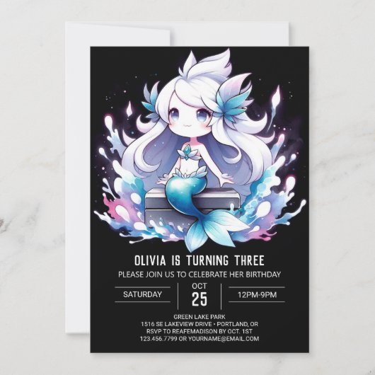 Invitation Enfants magiques Sirène Anniversaire (Devant)
