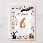 Invitation Enfants mignonne Automne Halloween 6e anniversaire (Devant)