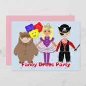 Invitation Enfants Mignonne Robe chère Fête à thème (Devant / Derrière)