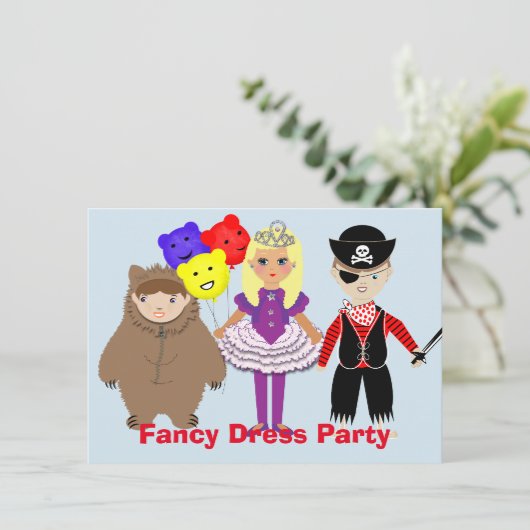 Invitation Enfants Mignonne Robe chère Fête à thème (Debout devant)