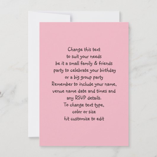 Invitation Enfants Mignonne Robe chère Fête à thème (Dos)