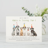 Invitation Enfants mignons Aquarelle Chien mou Fête d'anniver (Debout devant)