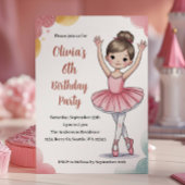 Invitation Enfants mignons Ballerina Anniversaire