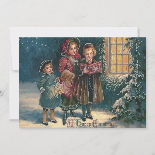 Invitation Enfants mignons chantant des chants de Noël (Devant)