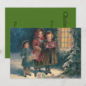 Invitation Enfants mignons chantant des chants de Noël (Devant / Derrière)