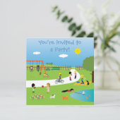 Invitation Enfants mignons en partie personnalisable colorée (Debout devant)