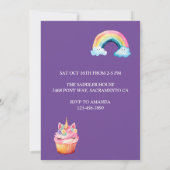 Invitation Enfants mignons fille licorne Anniversaire (Dos)