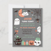Invitation Enfants mignons Halloween fête d'anniversaire Gris (Devant)