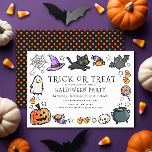 Invitation Enfants mignons pour la fête d'Halloween au crayon