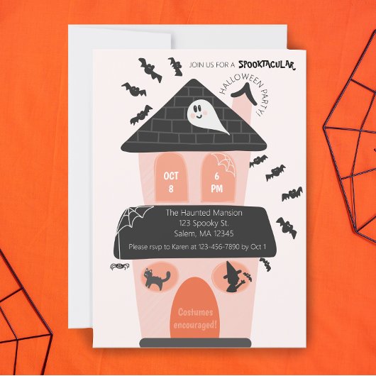 Invitation Enfants mignons rose et orange Fête Costume Hallow