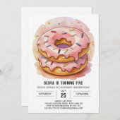Invitation Enfants modernes Donuts Anniversaire (Devant / Derrière)