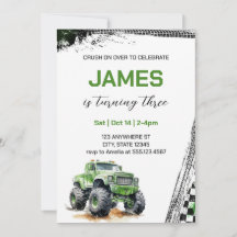 Enfants modernes Green Monster Trucs Anniversaire