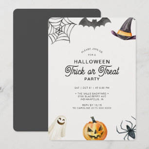 Invitation Enfants modernes Halloween Grey Trick ou Treat Par