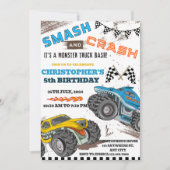 Invitation Enfants modernes Monster Trucks Anniversaire (Devant)