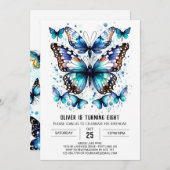 Invitation Enfants modernes papillon garçon Anniversaire (Devant / Derrière)