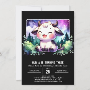 Invitation Enfants modernes Vache Anniversaire