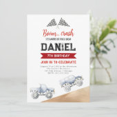 Invitation Enfants Monster Camion Anniversaire Fête Invitatio (Debout devant)