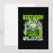 Invitation Enfants Niveau 3 Vidéo Déverrouillé Gamer Birthda (Devant / Derrière)