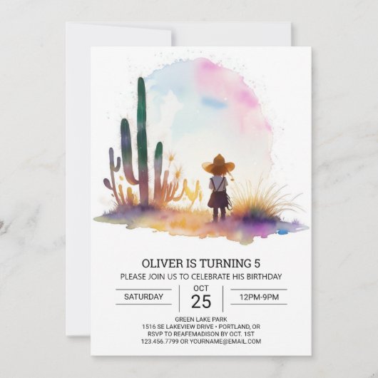 Invitation Enfants occidentaux personnalisés Cowboy Anniversa (Devant)