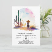 Invitation Enfants occidentaux personnalisés Cowboy Anniversa (Debout devant)