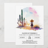 Invitation Enfants occidentaux personnalisés Cowboy Anniversa (Devant / Derrière)