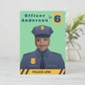 Invitation Enfants Officier de Police Anniversaire (Debout devant)