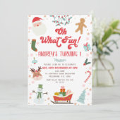 Invitation Enfants Oh Quel Amusant thème de Noël Anniversaire (Debout devant)