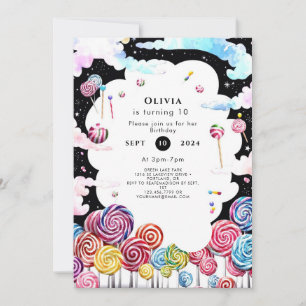 Invitation Enfants Paradise Candyland Anniversaire