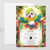 Invitation Enfants Parrot mignonne Anniversaire (Devant / Derrière)