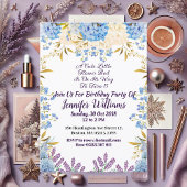 Invitation Enfants Pastel Blue Little Flower Bud Floral Anniv