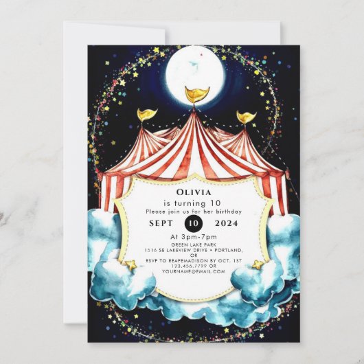 Invitation Enfants Pastel Circus Anniversaire (Devant)