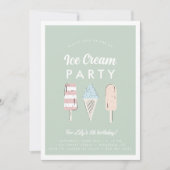 Invitation Enfants Pastel Crème de glace Été fête d'anniversa (Devant)