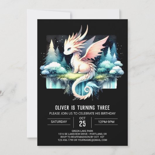 Invitation Enfants Pastel Dragon Anniversaire (Devant)