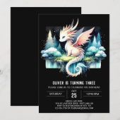 Invitation Enfants Pastel Dragon Anniversaire (Devant / Derrière)