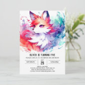 Invitation Enfants Pastel Fox Anniversaire (Debout devant)