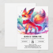 Invitation Enfants Pastel Fox Anniversaire (Devant / Derrière)