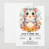 Invitation Enfants Pastel Hamster Anniversaire (Devant / Derrière)